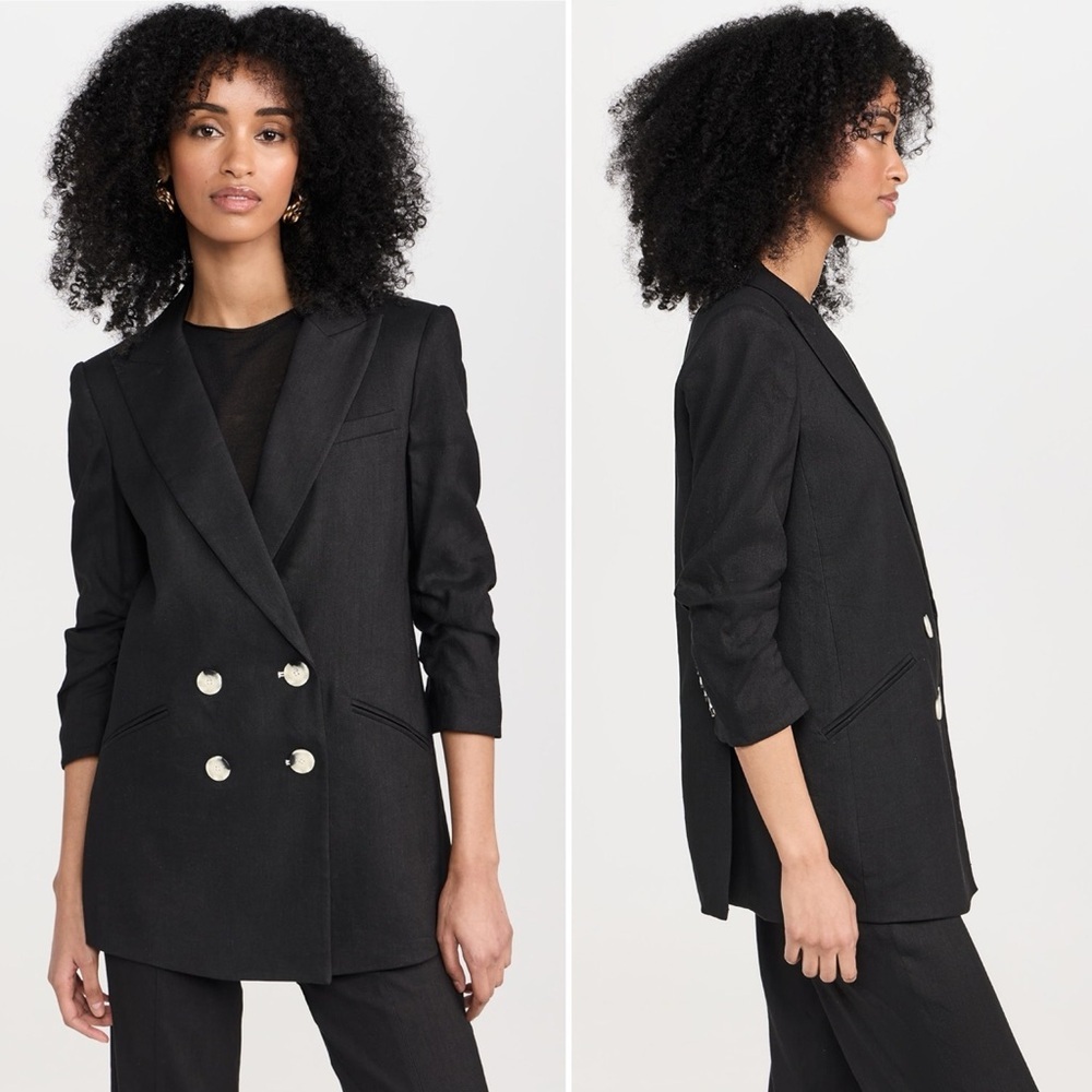Veronica Beard Kiernan Linen Blend Dickey Blazer Jacket Black Size 0 - Picture 1 of 15